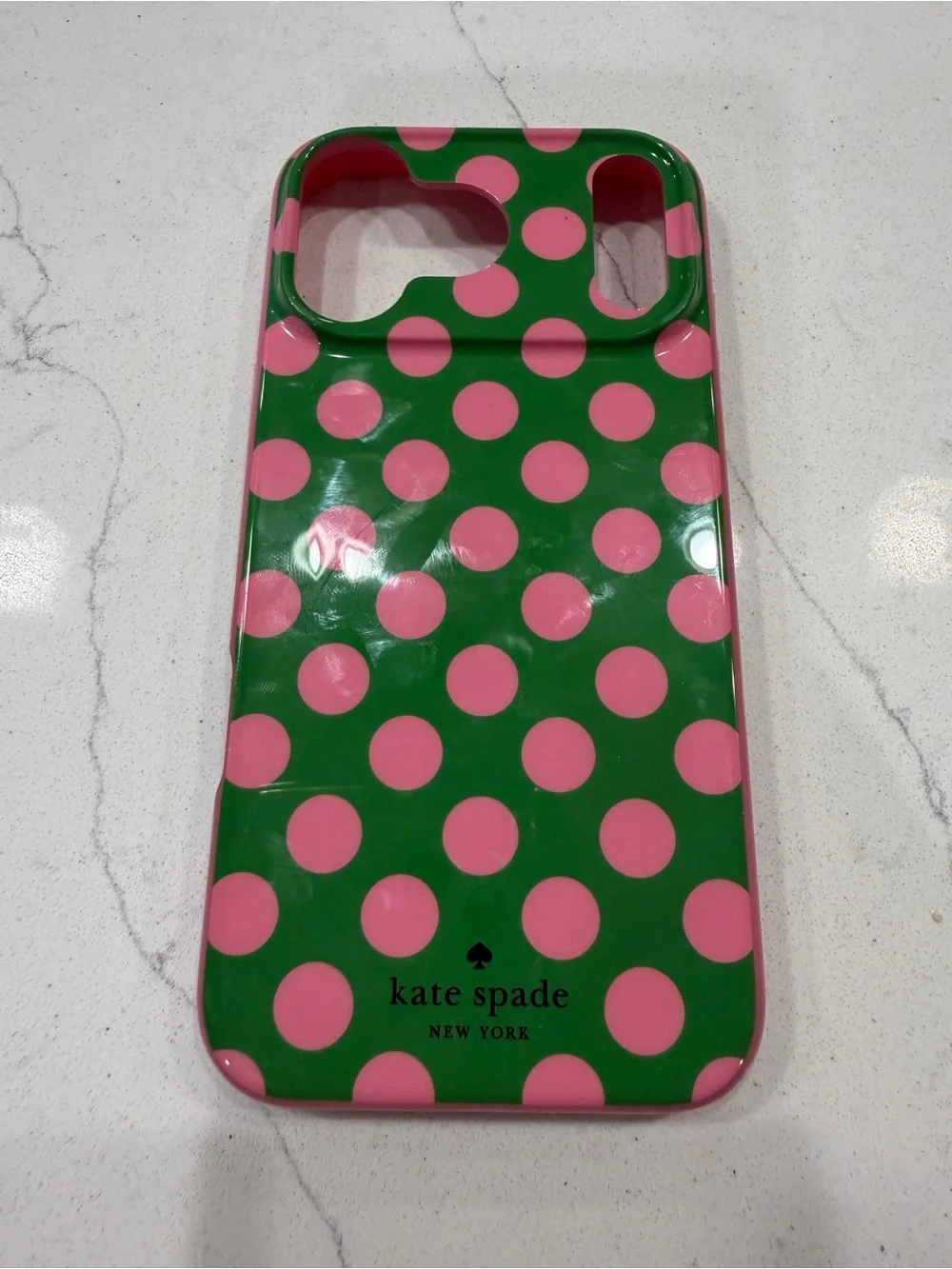 Kate Spade New York green and pink polka dot case for the iPhone 17 Pro Max
